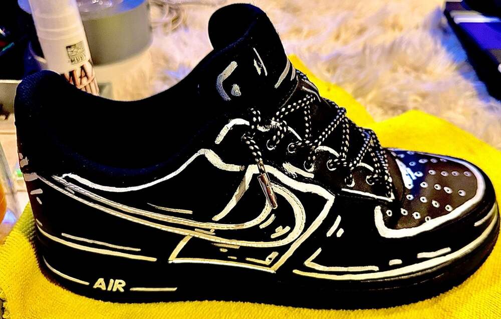 Nike Air Force 1 Custom 'Cartoon' Sketch Black White Outline
